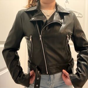 Black Faux Leather Moto Jacket